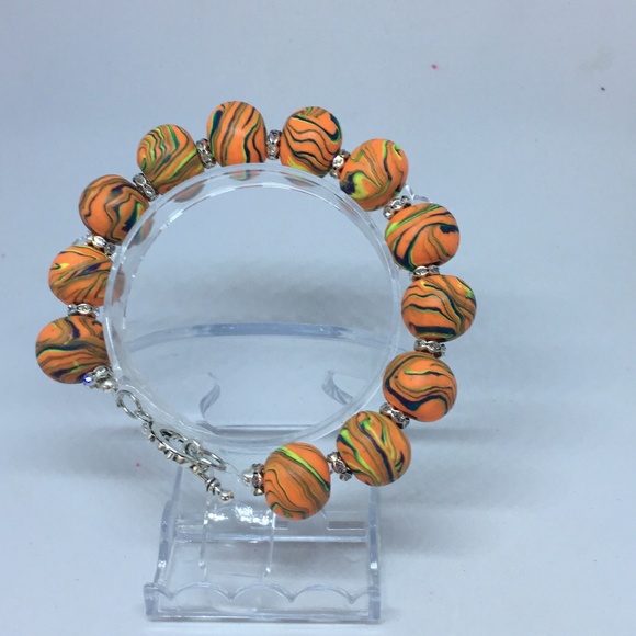 Unique Handmade Polymer Clay Bead Bracelet - Picture 5 of 6